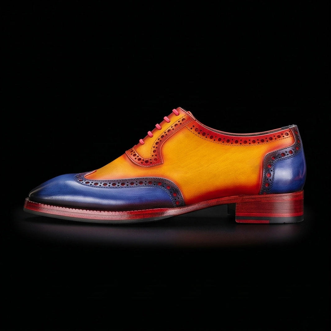 Roma Wingtip Brogue Oxford- Tan & Navy