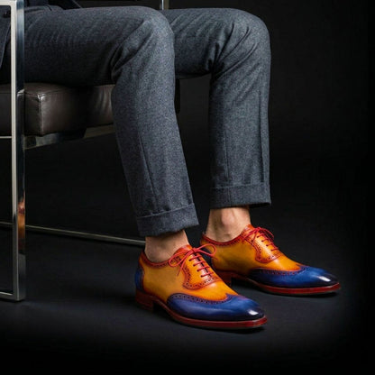 Roma Wingtip Brogue Oxford- Tan & Navy