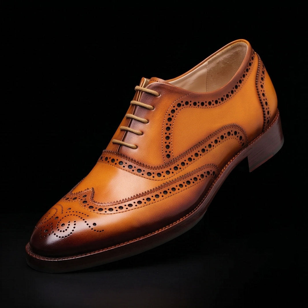 Livigno Tan Leather Wingtip Brogue Oxford Shoes