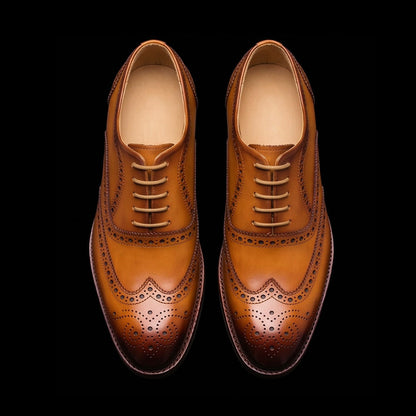 Livigno Tan Leather Wingtip Brogue Oxford Shoes