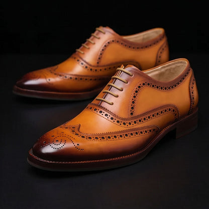 Livigno Tan Leather Wingtip Brogue Oxford Shoes