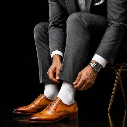 Livigno Tan Leather Wingtip Brogue Oxford Shoes