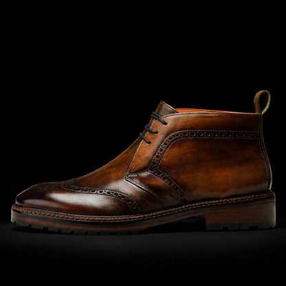 Giussano Wingtip Chukka Boots- Olive Brown