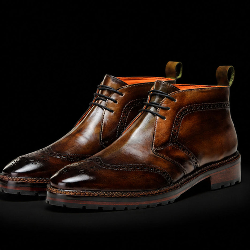 Giussano Wingtip Chukka Boots- Olive Brown