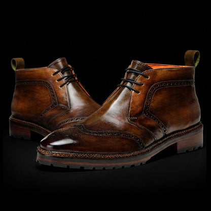 Giussano Wingtip Chukka Boots- Olive Brown