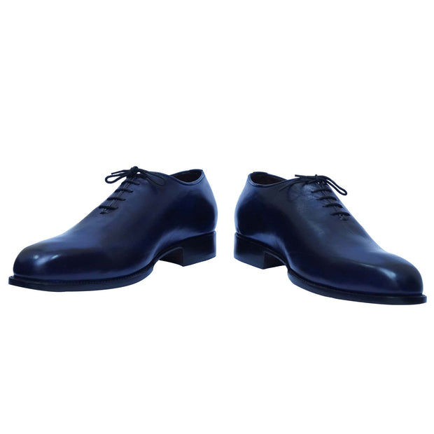 Handmade Men's Blue Patina Leather Formal Shoes