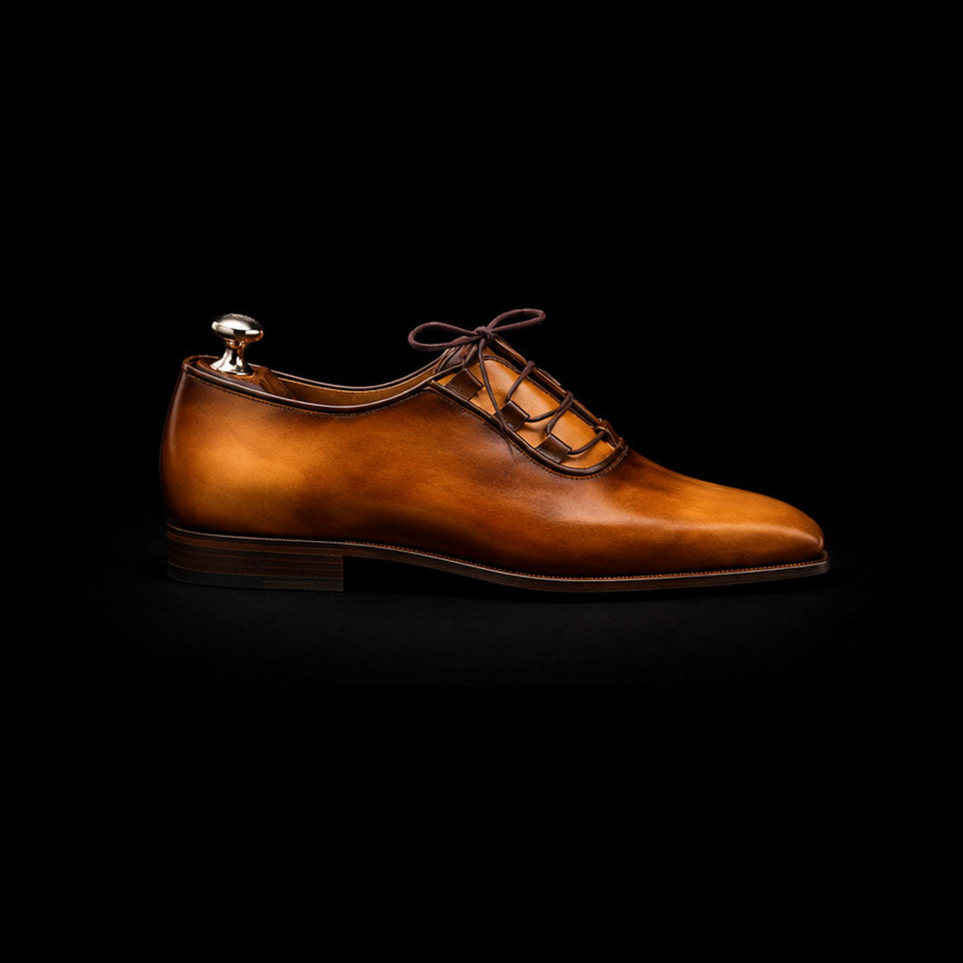 Anzio Tan Patina Leather Luxury Dress Shoes