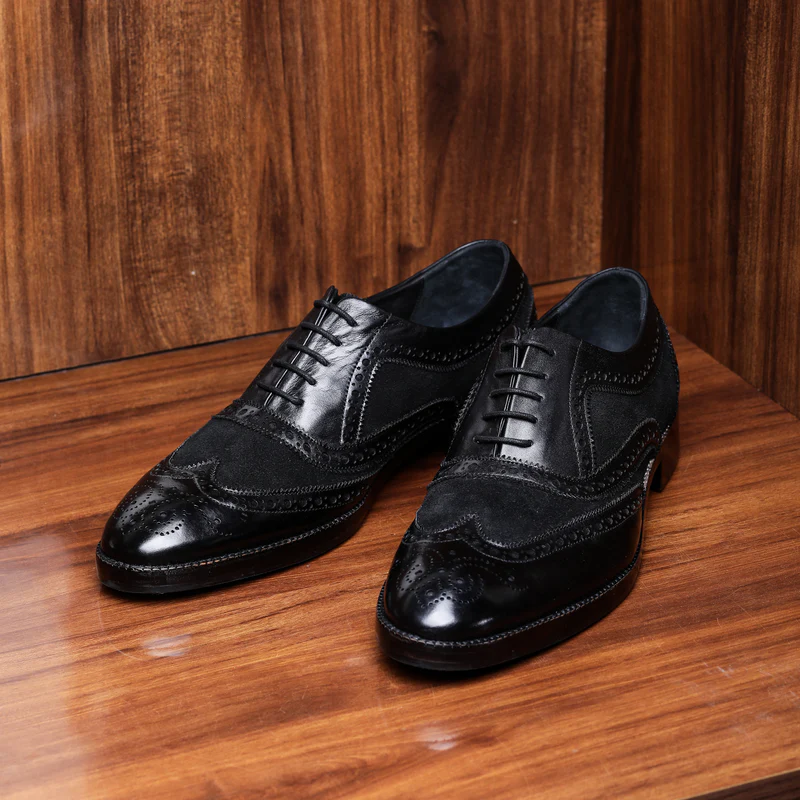 Palermo Wingtip Brogue Oxford- Black Suede