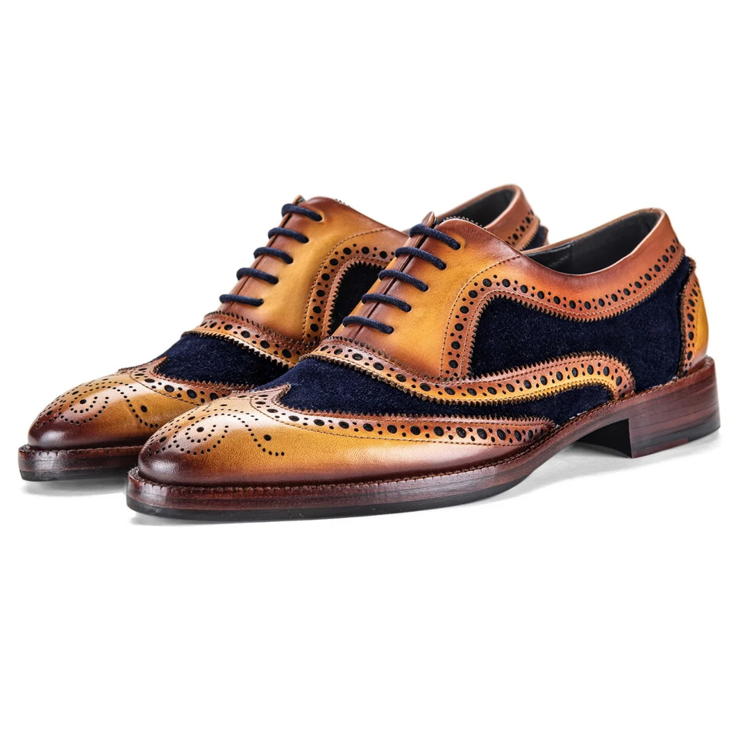 Tirano Wingtip Brogue Oxford- Navy Suede
