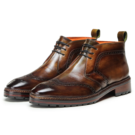 Giussano Wingtip Chukka Boots- Olive Brown