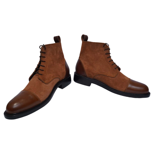 Men's Brown Suede Leather Ankle High Boots