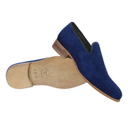 Handmade Men's Blue Suede Leather Moccasin Loafers