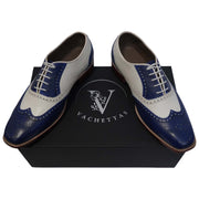 Men's Blue & White Leather Oxford Spectator Shoes