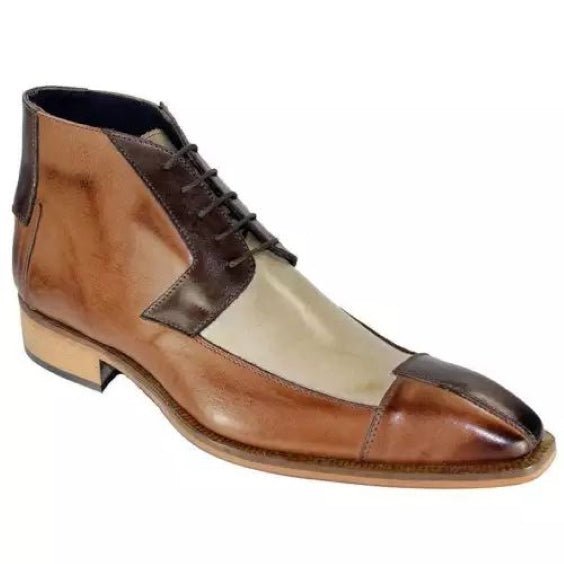Handmade Men's Tri Tone Genuine Leather Boots - LEATHERSHOE