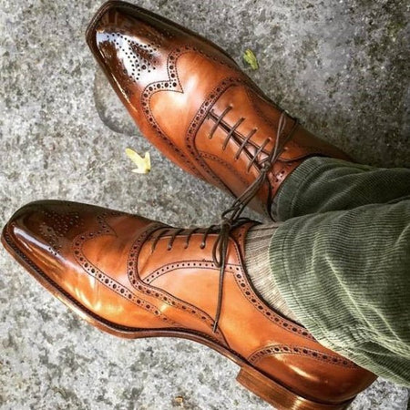 Brescia Brown Leather Wingtip Brogue Oxford Shoes