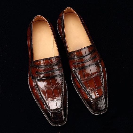 Ragusa Dark Brown Alligator Leather Moccasin Loafers