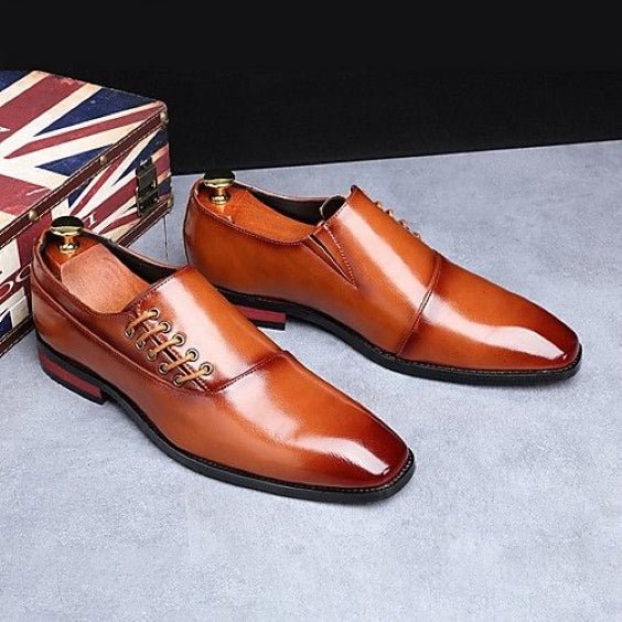 Casale Monferrato Tan Brown Patina Leather Dress Shoes