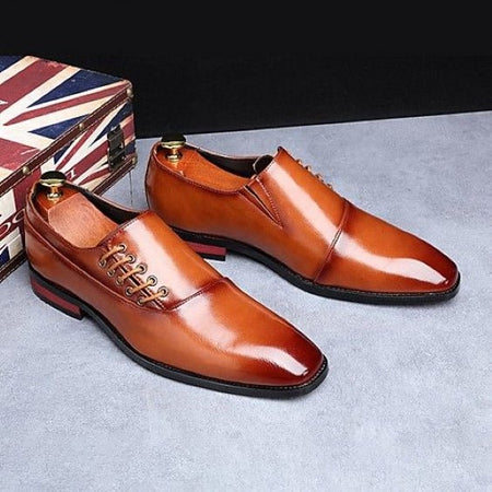 Casale Monferrato Tan Brown Patina Leather Dress Shoes