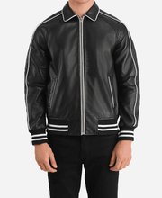 Cooper Black Leather Varsity Jacket