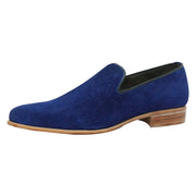 Handmade Men's Blue Suede Leather Moccasin Loafers