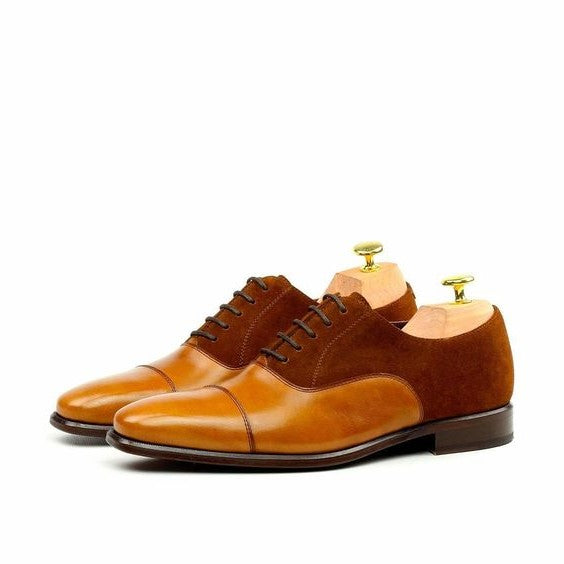 Men's Dual Tone Brown Suede Leather Oxford Shoes