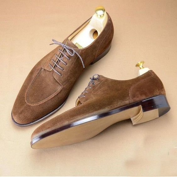 Men's Brown Suede Slip Toe Formal Dress Shoes