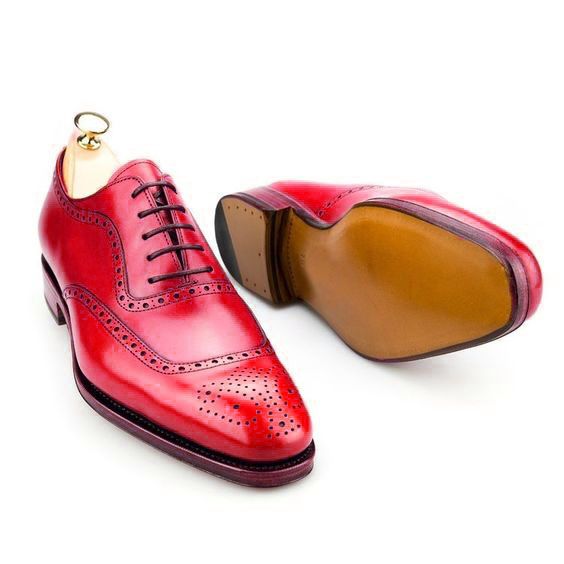 Men's Red Leather Formal Lace Up Oxford Shoes