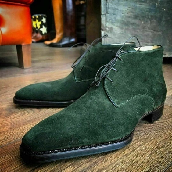 Men's Forest Green Suede Leather Chukka Boots